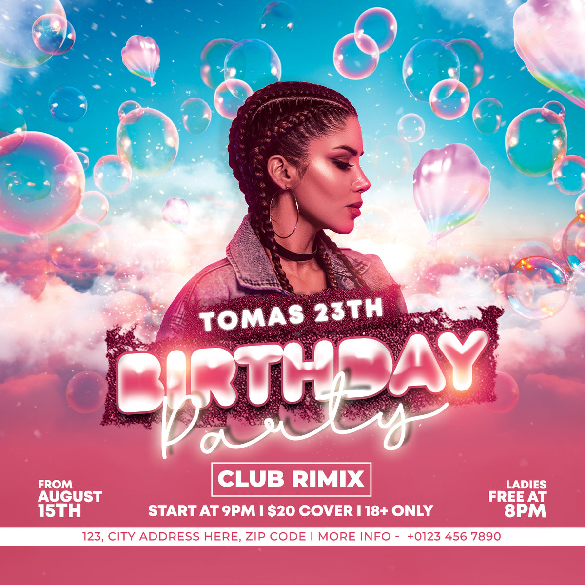 Birthday Party Flyer Template PSD | Club Event Flyer | Photoshop Editable Birthday Poster | Night Party Flyer_PACK4