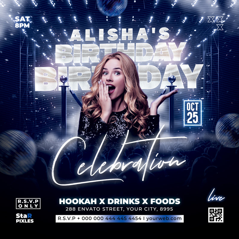 Birthday Party Flyer Template PSD | Club Event Flyer | Photoshop Editable Birthday Poster | Night Party Flyer_PACK3
