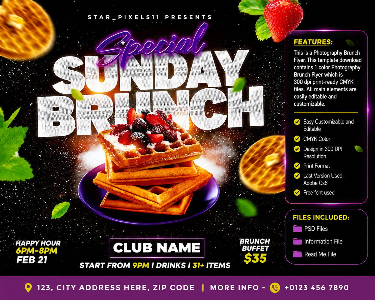 CUSTOM_Brunch Flyer Template PSD | Restaurant Flyer Design | Breakfast Menu Flyer Pack1