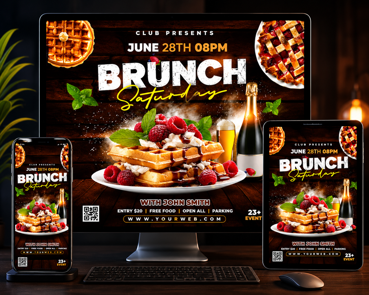 Brunch Flyer Template PSD | Restaurant Flyer Design | Breakfast Menu Flyer Pack2