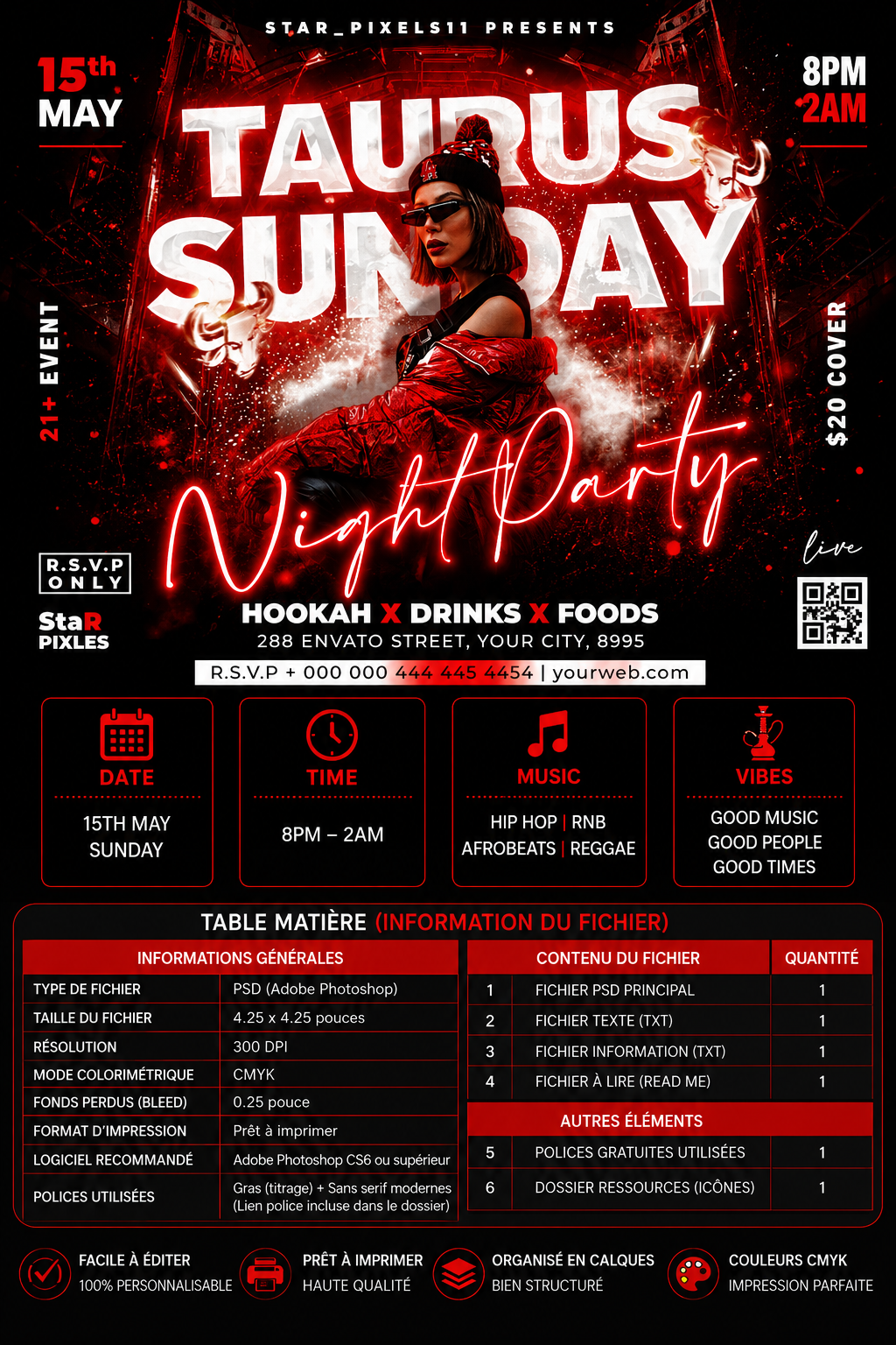 Party Night Flyer Template PSD | Club Event Flyer | Culture Friday Flyer | DJ Party Poster | Pack9