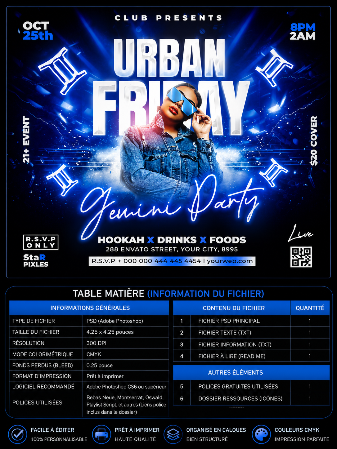 Party Night Flyer Template PSD | Club Event Flyer | Culture Friday Flyer | DJ Party Poster |Pack7