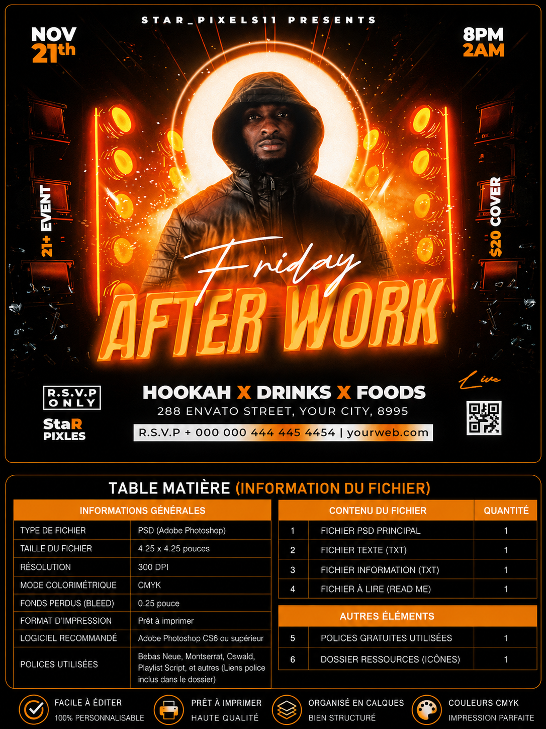 Party Night Flyer Template PSD | Club Event Flyer | Culture Friday Flyer | DJ Party Poster |Pack5