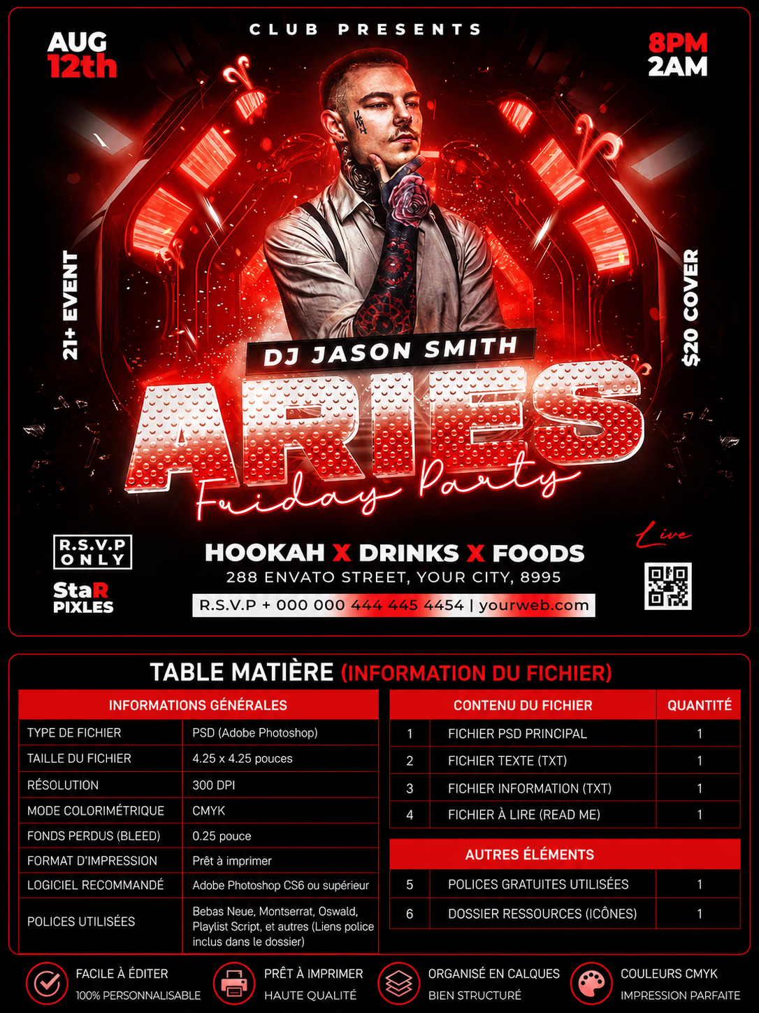 Party Night Flyer Template PSD | Club Event Flyer | Culture Friday Flyer | DJ Party Poster | Pack4