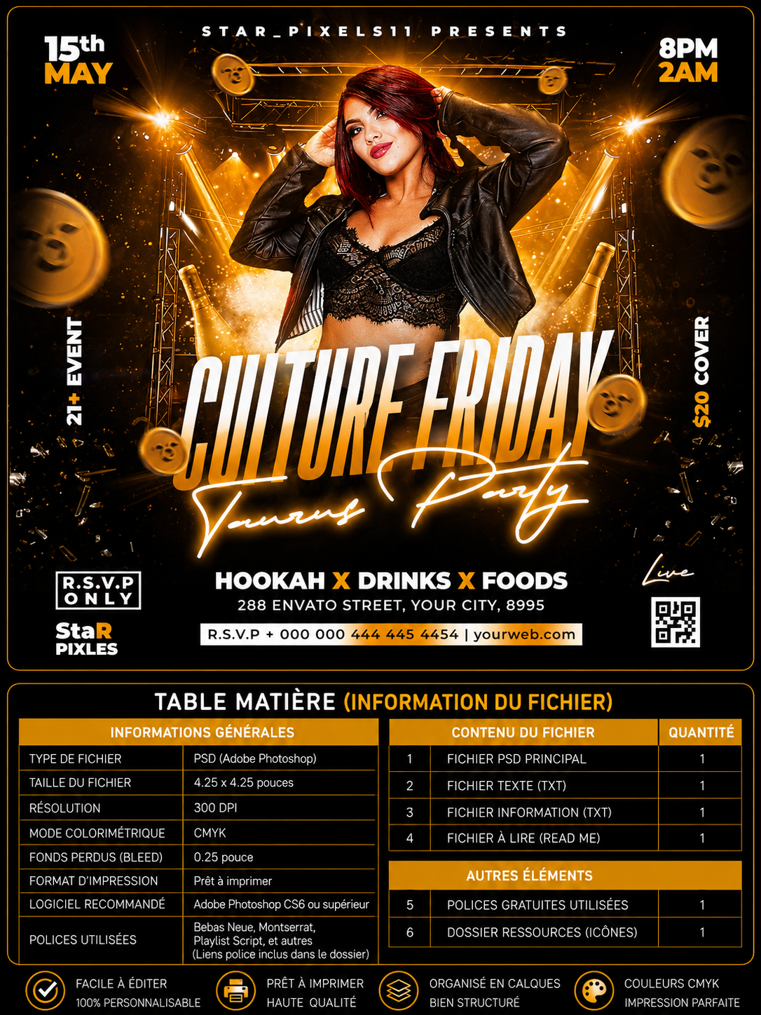 CUSTUM_Party Night Flyer Template PSD | Club Event Flyer | Culture Friday Flyer | DJ Party Poster Pack1