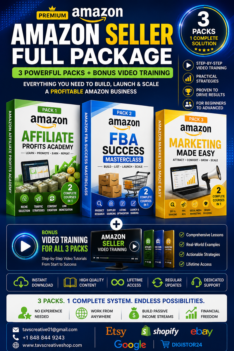 Amazon Seller Full Package | Amazon FBA Course | Amazon Affiliate Marketing Bundle | Amazon Marketing Training | Digital Download