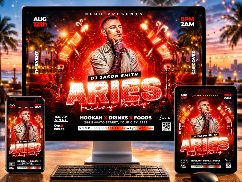 CUSTOM_Party Night Flyer Template PSD | Club Event Flyer | Culture Friday Flyer | DJ Party Poster | Pack4