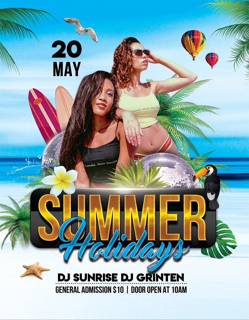 CUSTOM_Summer Party Flyer Template PSD | Tropical Night Flyer | Beach Party Flyer | Club Event Poster Pack3