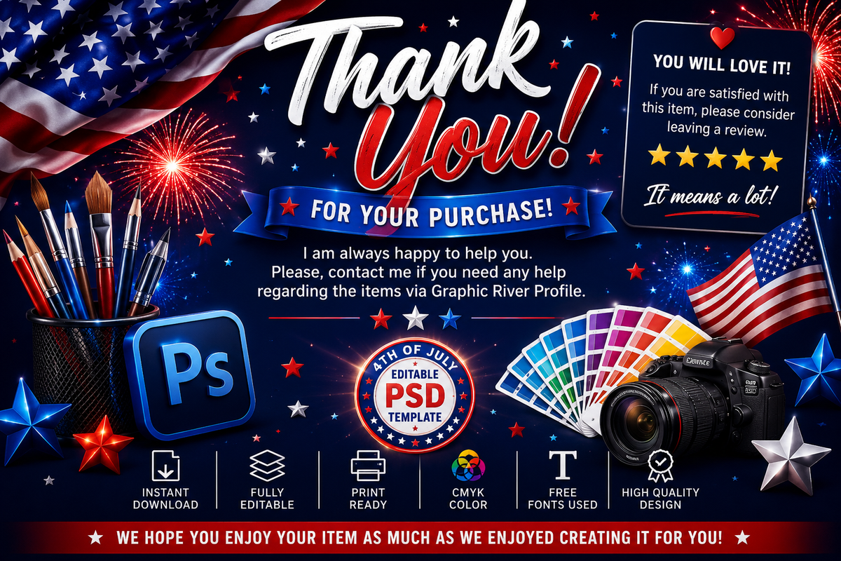 Custom 4th of July PSD Flyer Bundle | Independence Day Party Flyer Templates | Editable Photoshop Event Flyers | USA Celebration PSD Pack