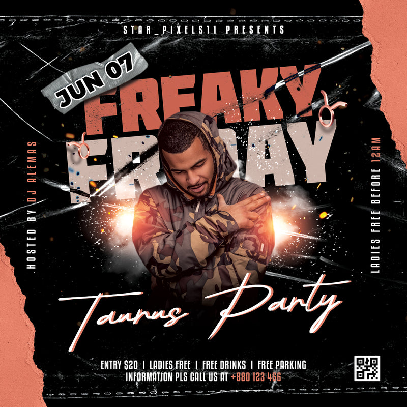 Party Night Flyer Template PSD | Club Event Flyer | Culture Friday Flyer | DJ Party Poster | Pack8