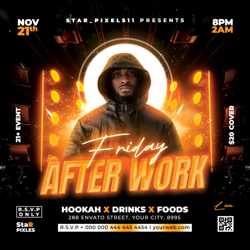 Party Night Flyer Template PSD | Club Event Flyer | Culture Friday Flyer | DJ Party Poster |Pack5
