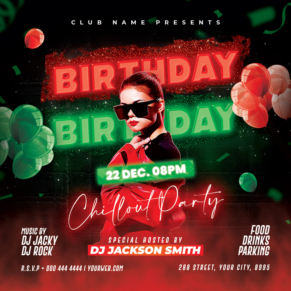 CUSTOM-Birthday Party Flyer Template PSD | Club Event Flyer | Photoshop Editable Birthday Poster | Night Party Flyer_PACK 5