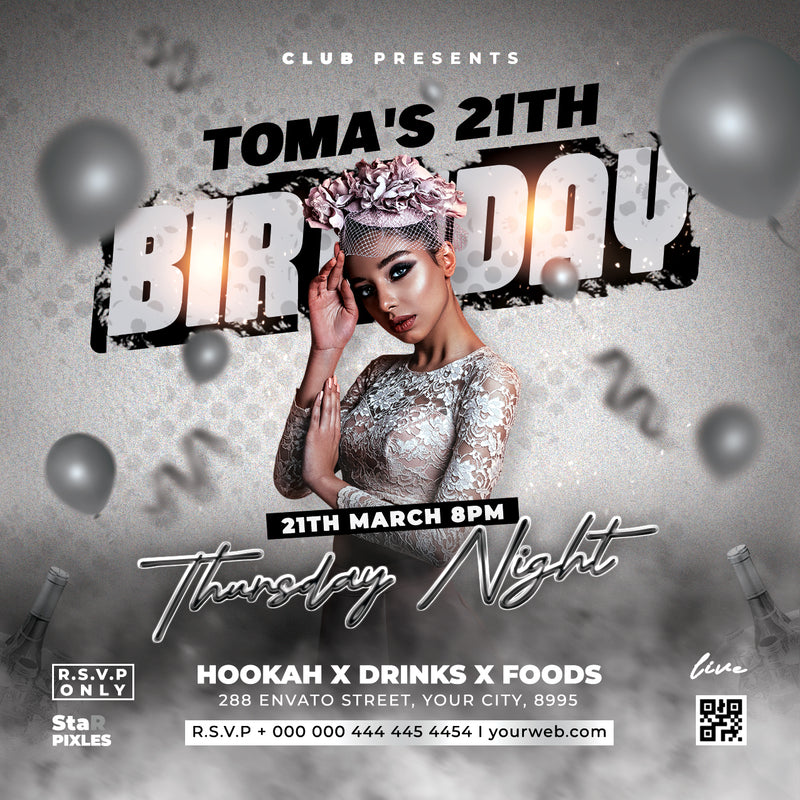 Birthday Party Flyer Template PSD | Club Event Flyer | Photoshop Editable Birthday Poster | Night Party Flyer_Pack2