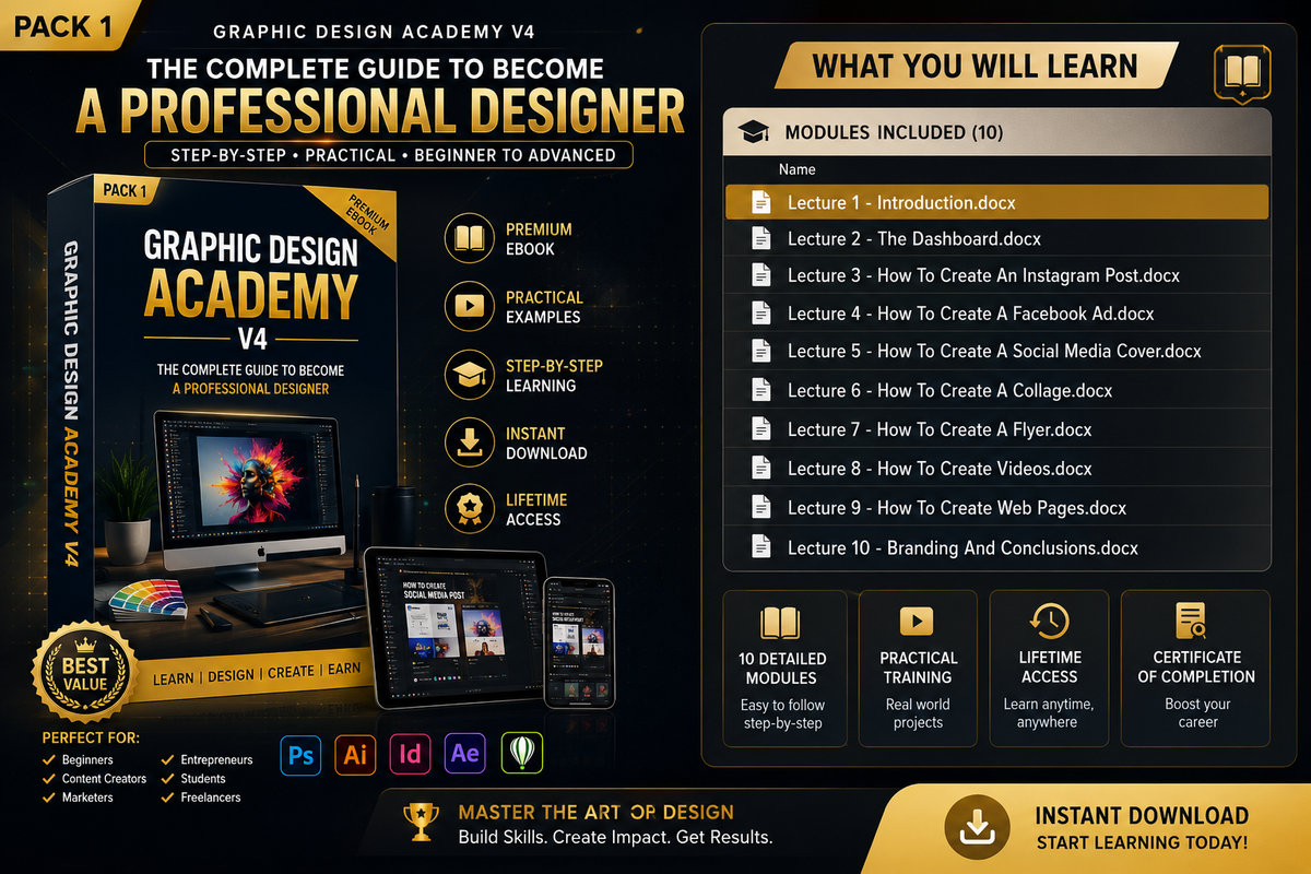 Graphic Design Academy V4 Bundle | Graphic Design Training + Premium Video Lessons