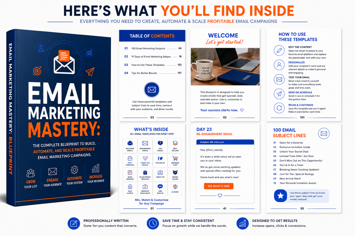 Email Marketing Mastery Blueprint | Email Marketing Course | Email Automation Guide | Grow Your Email List | Digital Download | Marketing Training
