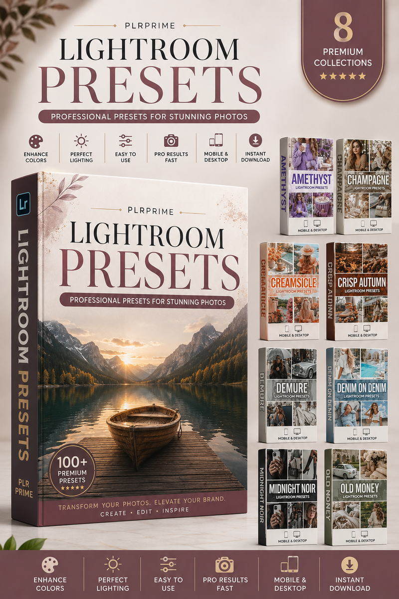 100+ Lightroom Presets Bundle | Mobile & Desktop Presets | Photo Editing Filters | Lightroom Presets Pack | PLR Digital Download
