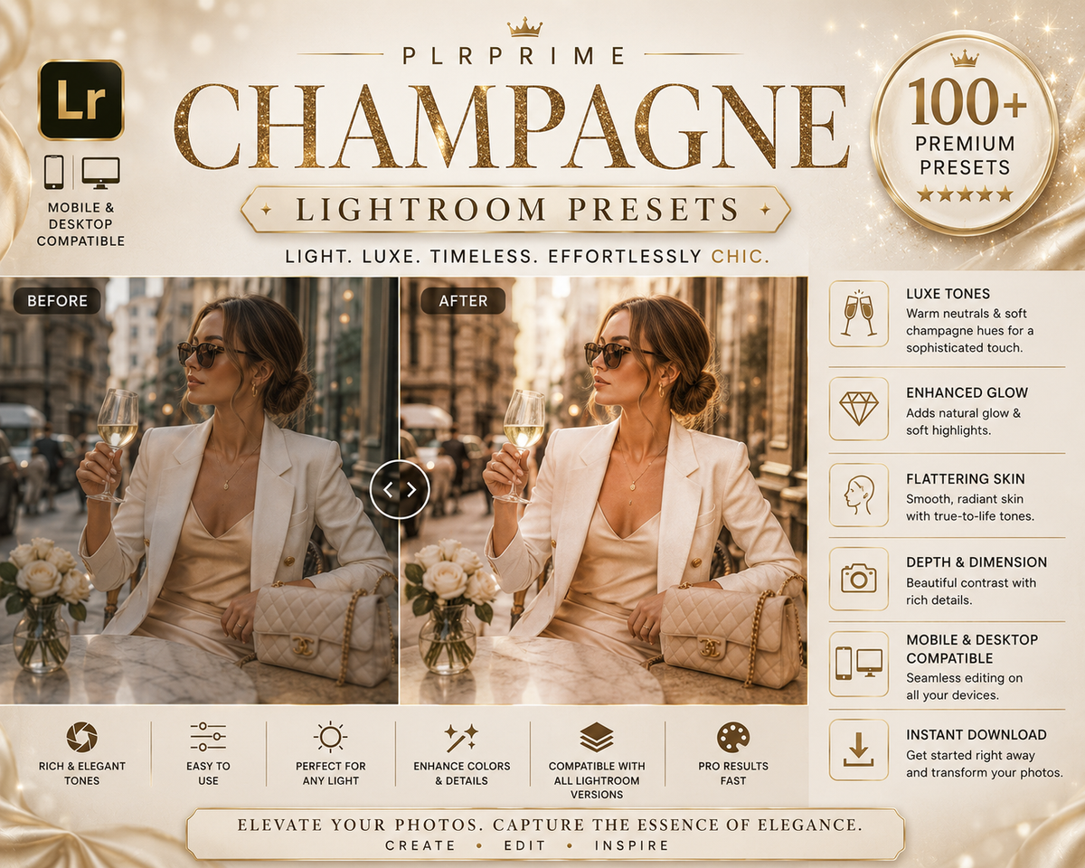 100+ Lightroom Presets Bundle | Mobile & Desktop Presets | Photo Editing Filters | Lightroom Presets Pack | PLR Digital Download