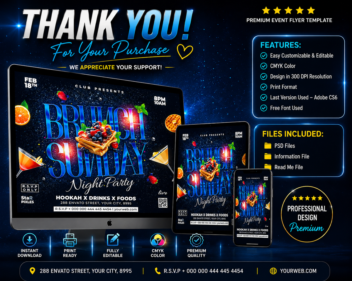 Brunch Flyer Template PSD | Restaurant Flyer Design | Breakfast Menu Flyer Pack3