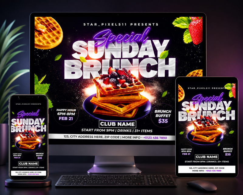 CUSTOM_Brunch Flyer Template PSD | Restaurant Flyer Design | Breakfast Menu Flyer Pack1