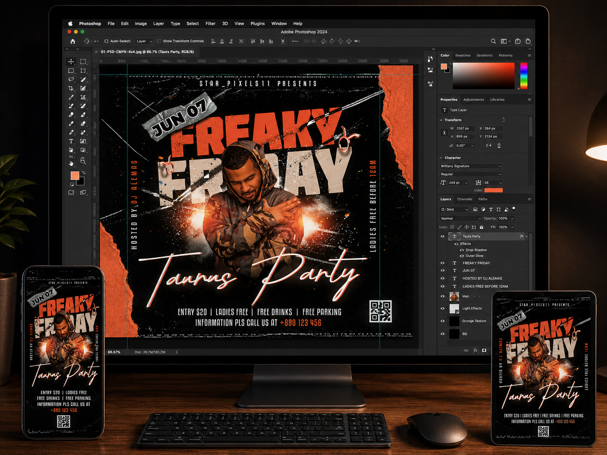 CUSTOM_Party Night Flyer Template PSD | Club Event Flyer | Culture Friday Flyer | DJ Party Poster | Pack8 (Copy)