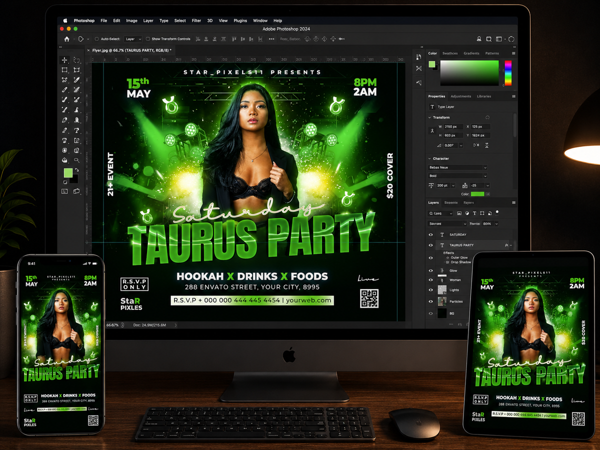 CUSTOM_Party Night Flyer Template PSD | Club Event Flyer | Culture Friday Flyer | DJ Party Poster |Pack6