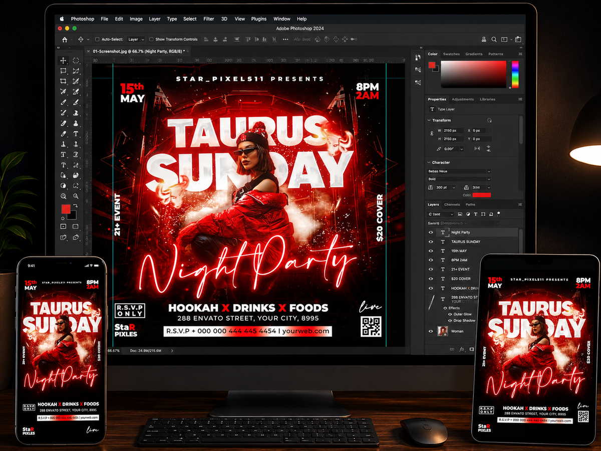 CUSTOM_Party Night Flyer Template PSD | Club Event Flyer | Culture Friday Flyer | DJ Party Poster | Pack9 (Copy)