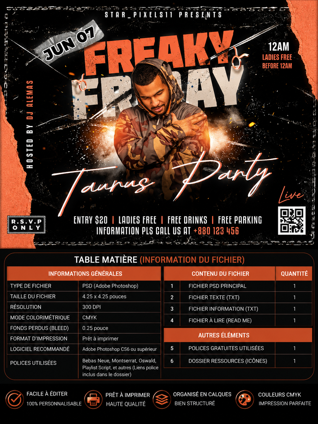 Party Night Flyer Template PSD | Club Event Flyer | Culture Friday Flyer | DJ Party Poster | Pack8