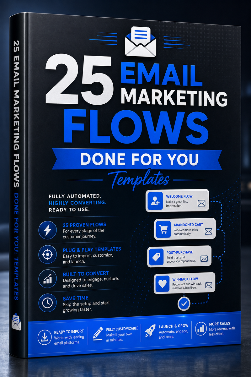 25 Email Marketing Flows Templates | Done For You Klaviyo Email Flows | Shopify Email Automation | Welcome, Cart Recovery & Post Purchase | Digital Download