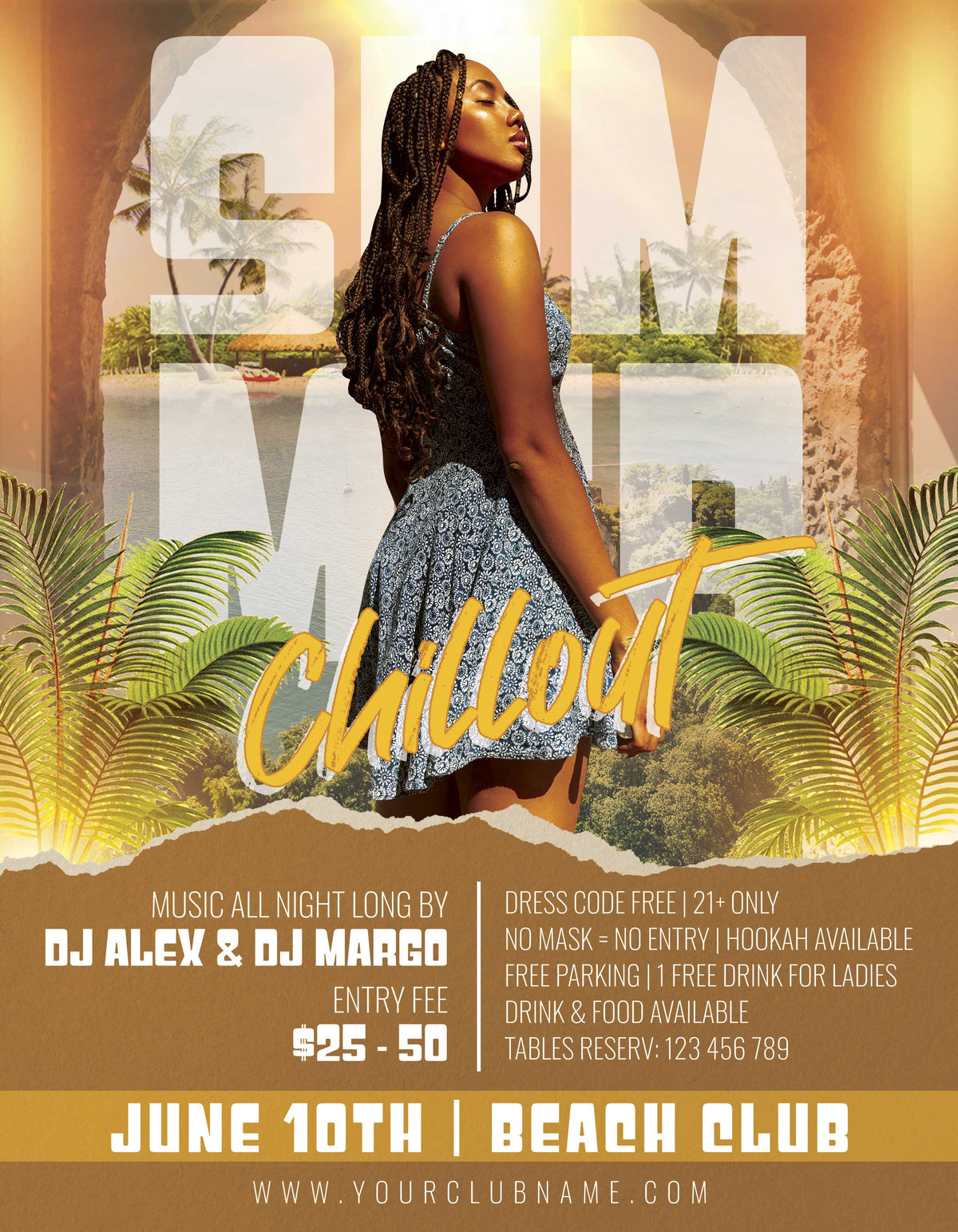 Summer Party Flyer Template PSD | Tropical Night Flyer | Beach Party Flyer | Club Event Poster Pack2