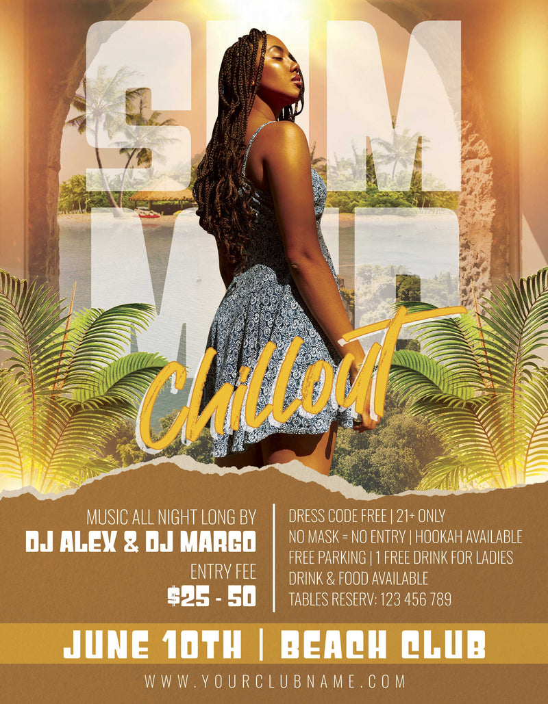 Summer Party Flyer Template PSD | Tropical Night Flyer | Beach Party Flyer | Club Event Poster Pack2